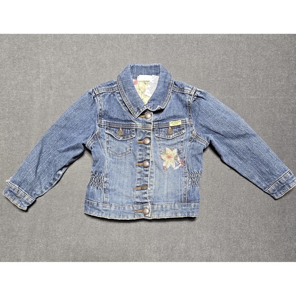 Levi Strauss Signature Denim Jacket Baby Toddler 2t Blue Floral‎ Button Up Girls - Picture 1 of 9